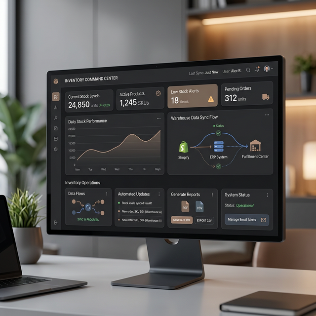 Dashboard digital de control de inventario y flujos automáticos